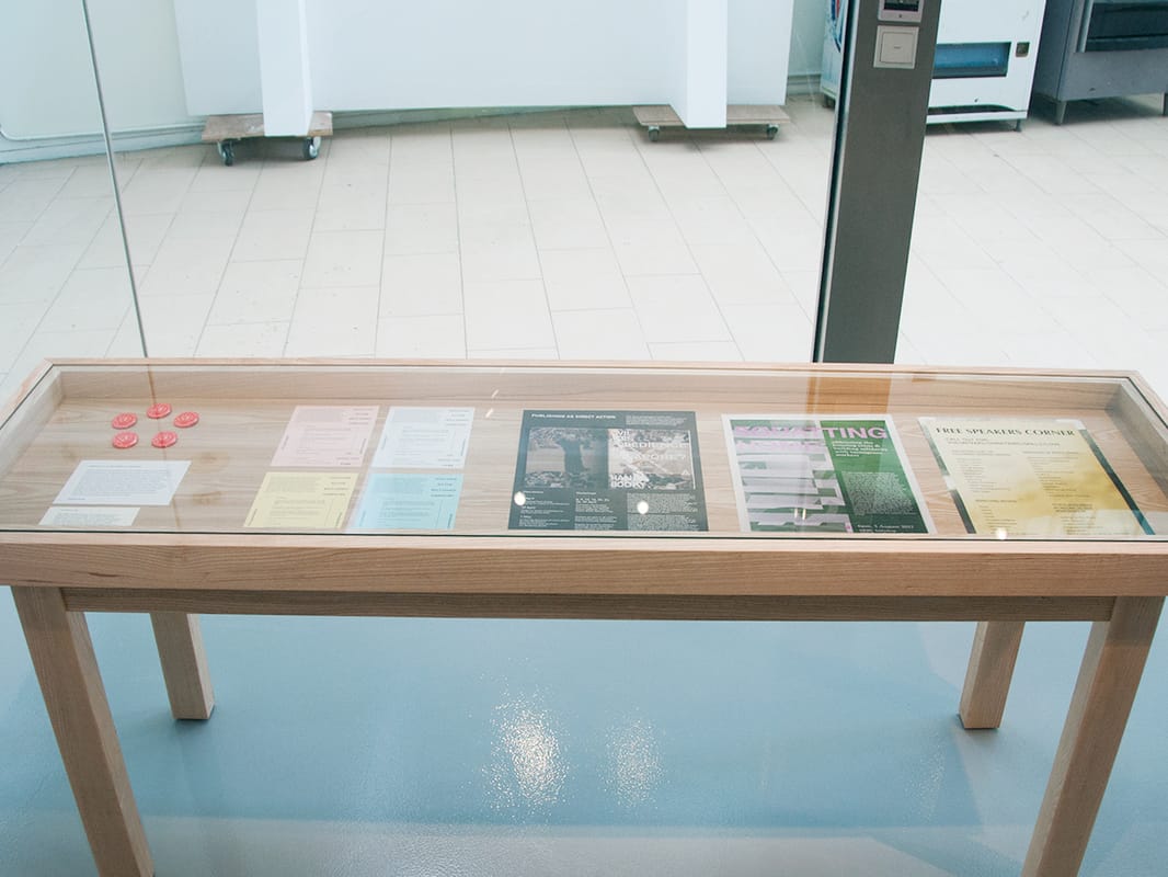 Godwin Koay – content slated for destruction; Installation view of vitrine display, 13 February 2015